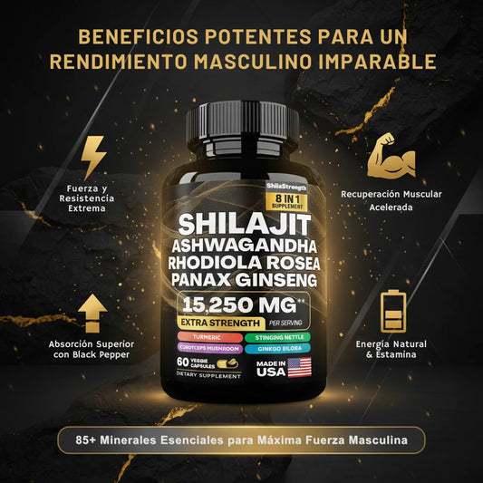 Cápsulas de Shilajit 100% Puro del Himalaya 92 Minerales (120 Cápsulas)