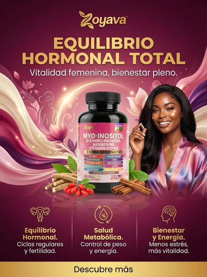 Myo-Inositol - Fórmula 16 en 1 de D-Chiro Inositol y Berberina para el Equilibrio Hormonal y Energía (90 Cápsulas)