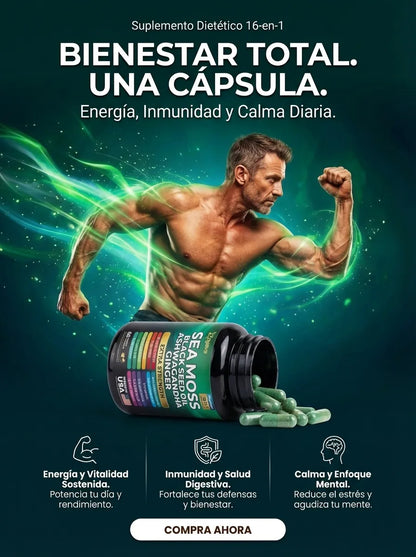 Sea Moss Complex con Black Seed Oil, Ashwagandha y Jengibre (60 Cápsulas)