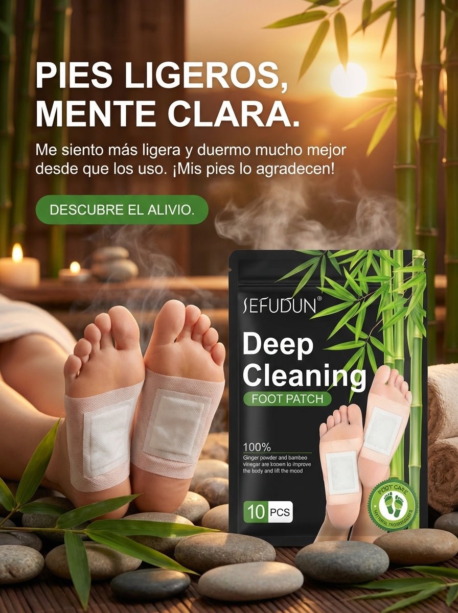 Deep Cleaning – Parches Detox para Pies con Jengibre y Vinagre de Bambú para Bienestar y Relajación (10 Parches)