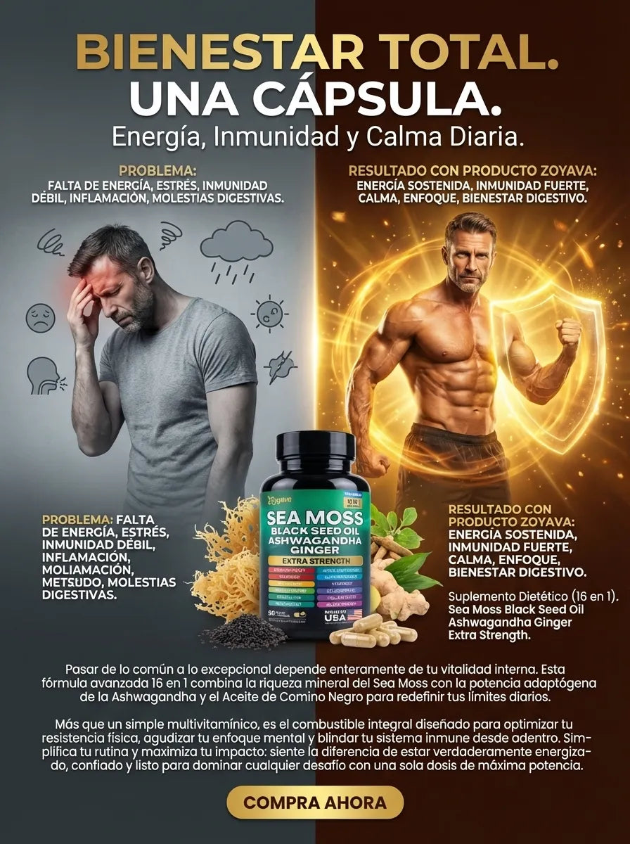 Sea Moss Complex con Black Seed Oil, Ashwagandha y Jengibre (60 Cápsulas)