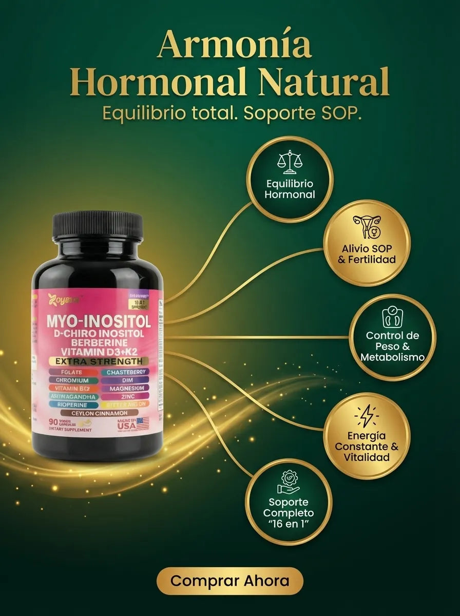 Myo-Inositol - Fórmula 16 en 1 de D-Chiro Inositol y Berberina para el Equilibrio Hormonal y Energía (90 Cápsulas)