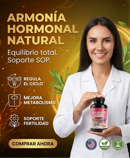 Myo-Inositol - Fórmula 16 en 1 de D-Chiro Inositol y Berberina para el Equilibrio Hormonal y Energía (90 Cápsulas)